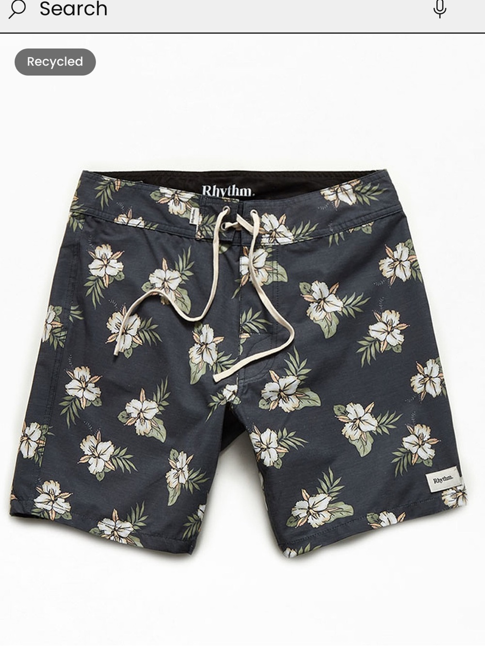 RHYTHM Tropical Swim Shorts 17” Boardshorts Size 33 Floral Swim Trunks 8” inseam